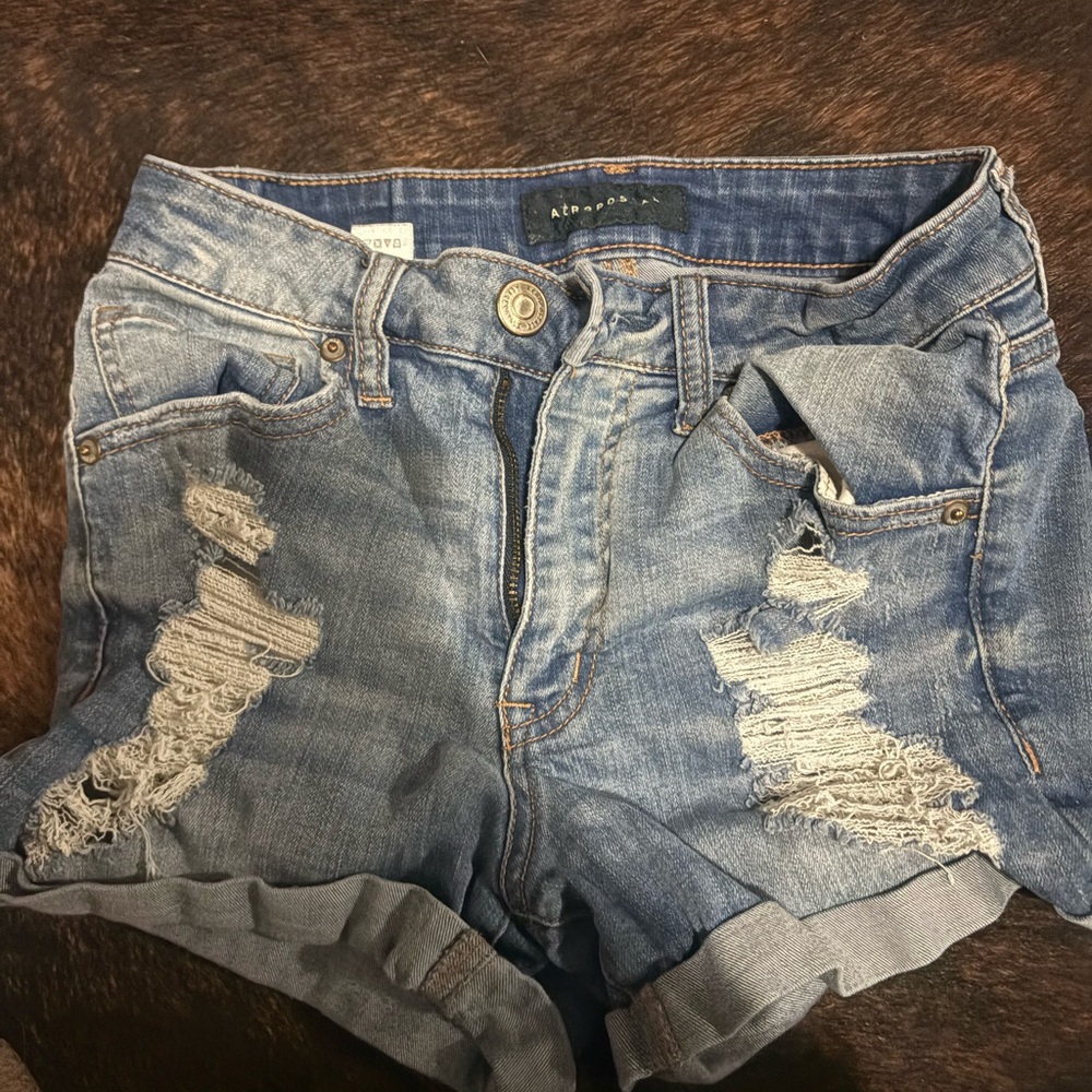 American Eagle Outfitters Women's Distressed Denim Shorts - Blue